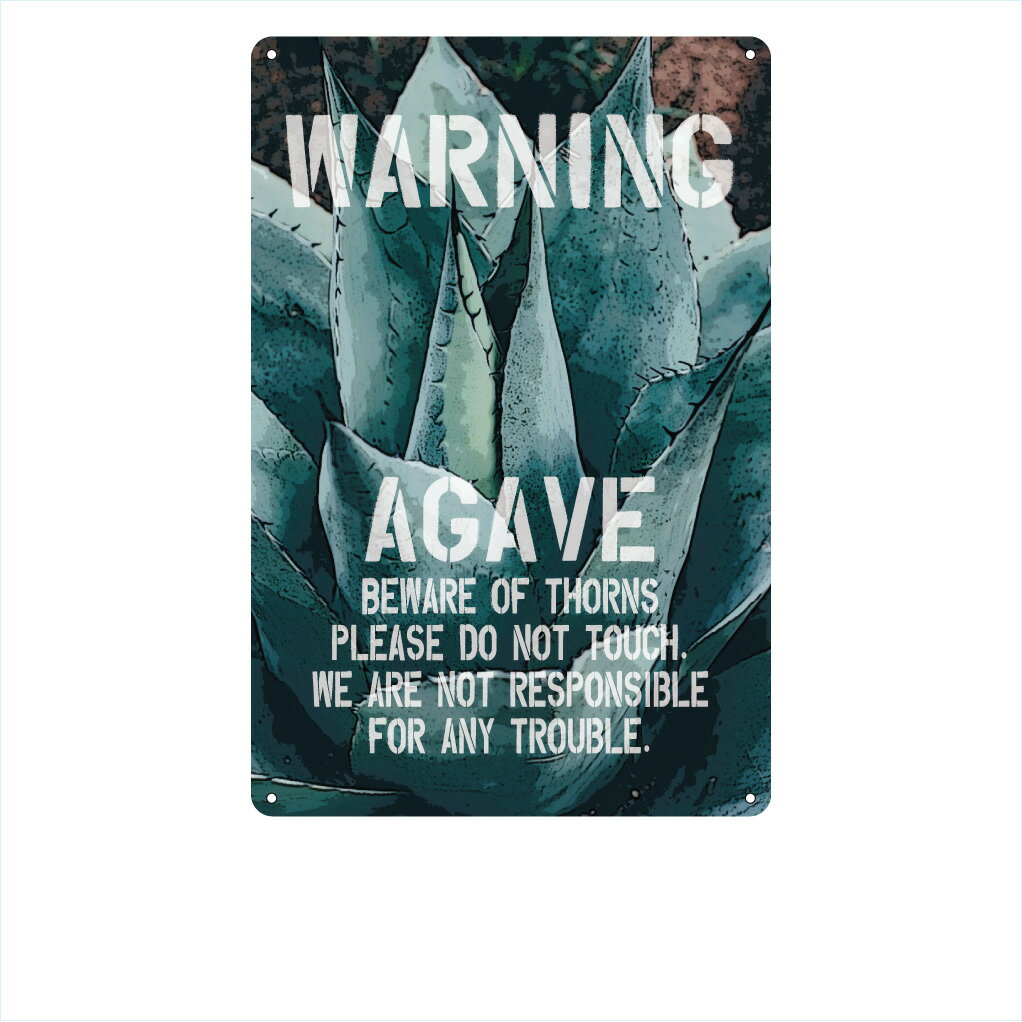 Doorplates - ガーデンサインプレート ドライガーデン 54cm＊36cmWARNING AGAVE