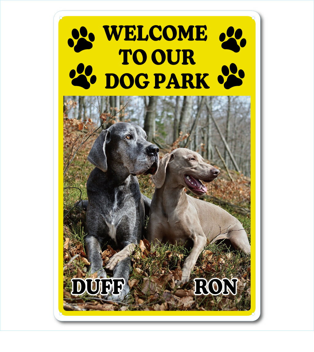カスタム オリジナル ドッグ パーク サインプレート Welcome 54cm＊36cm DOG PARK YE