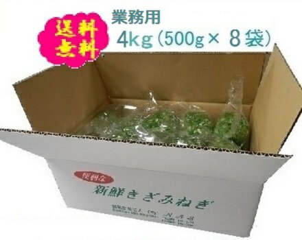 阿波の新鮮カットねぎ4kg（500g×8袋） 送料込み ネギ 葱 薬味ねぎ 徳島県産 産地直送 業務用 冷蔵便