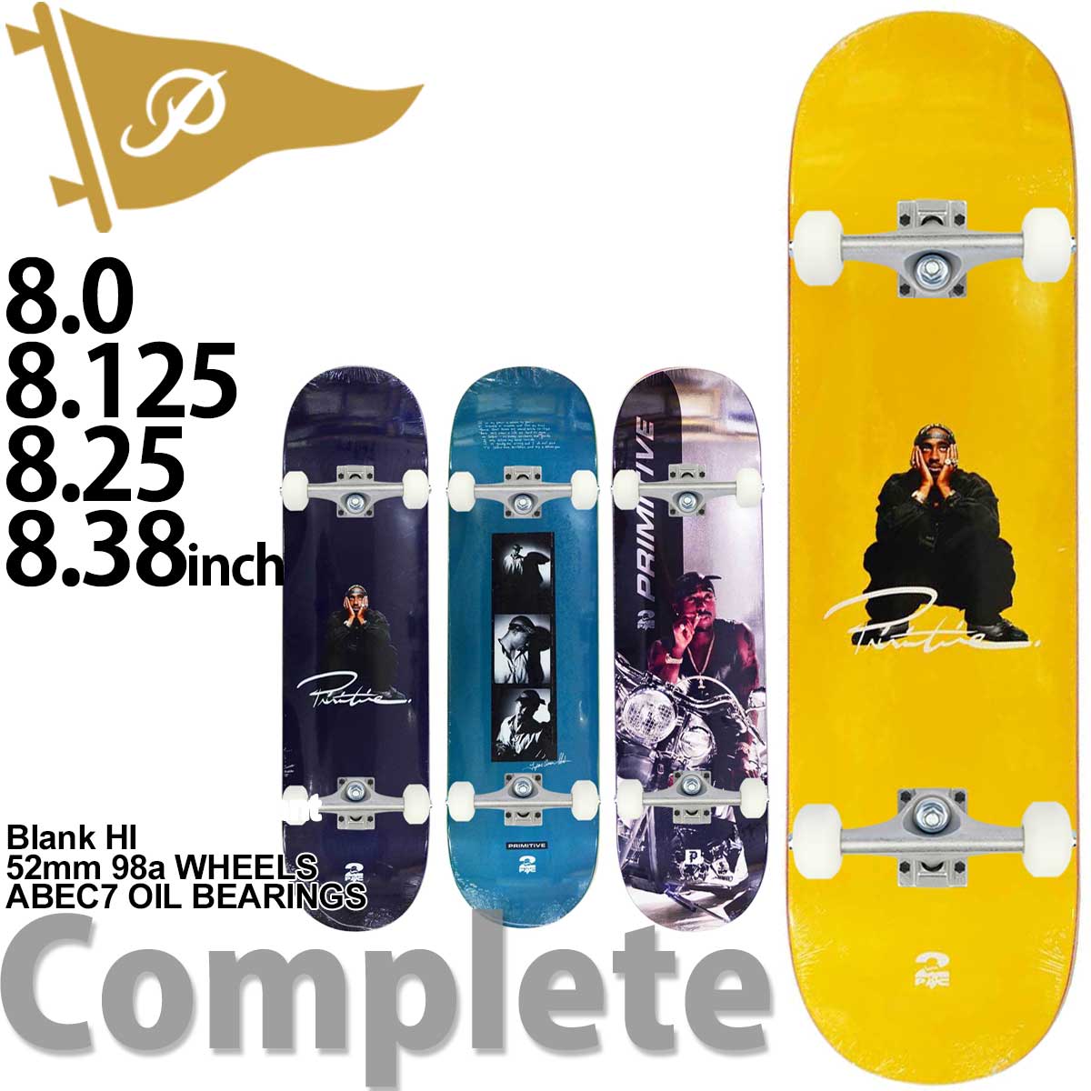 プリミティブ 2PAC スケボー コンプリート ブランクトラック 完成品 Primitive Tupac Deck Skateboards Compete スケートボード ツーパック トゥパック 限定モデル ヒップポップ カリスマレジェンドMC スケボー女子 大人 初心者 中級者 人気ブランド ストリート パーク