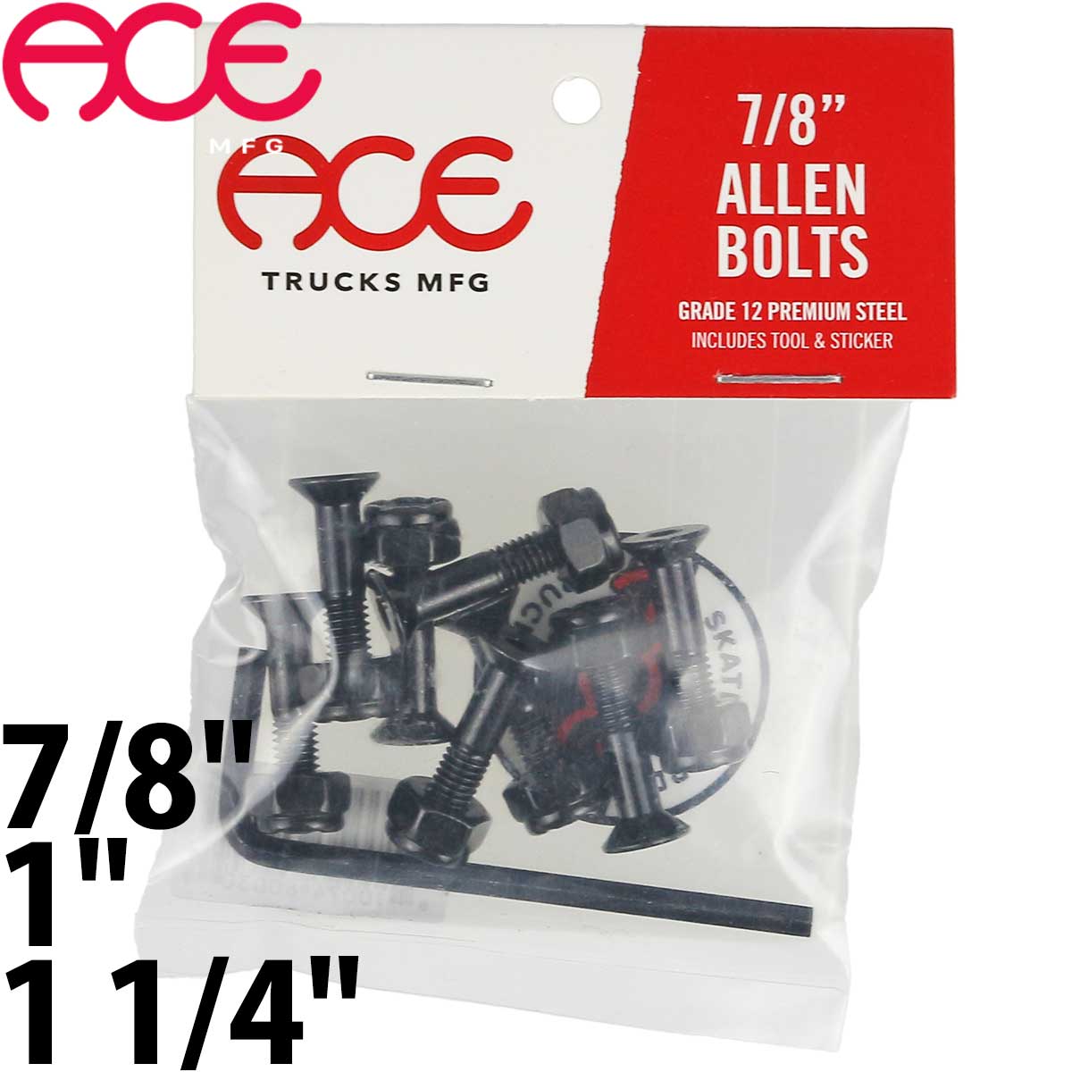 エース ハードウェア 7/8 1 14/1 スケボー ボルト ナット ネジ パーツ ACE Ace Bolts Allen Trucks Parts Hex 六角 ストリート パーク スケボー女子 キッズ 足回り 人気 ブランド おすすめ ネジ