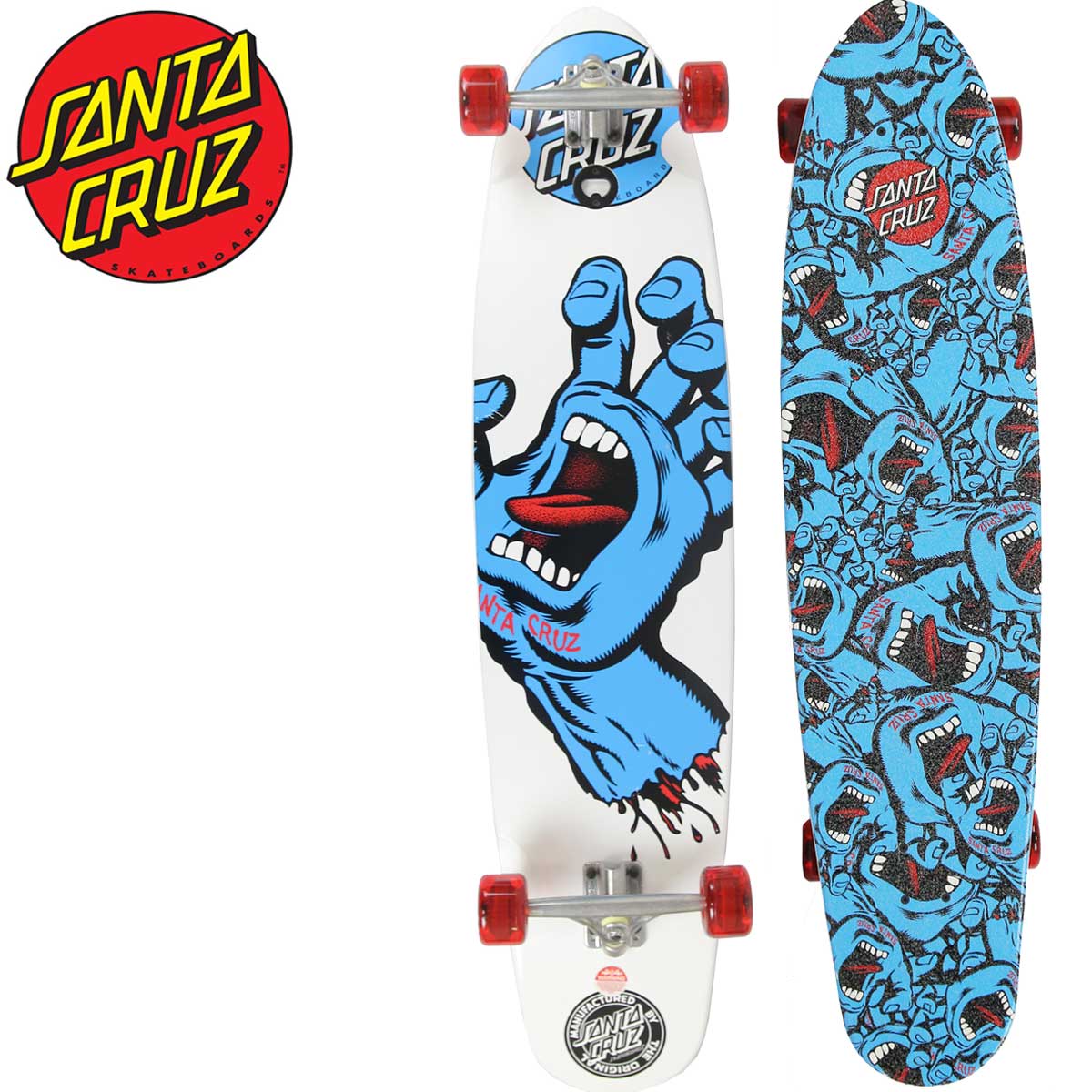 即納 Santa Cruz サンタクルーズ スケートボード Screaming Hand Classic sk8 Completes Cruzar Santa Cruz Skate 42inch × 10inch (25.5cmx108cm) サーフスケート ロンスケ ロングスケートボード