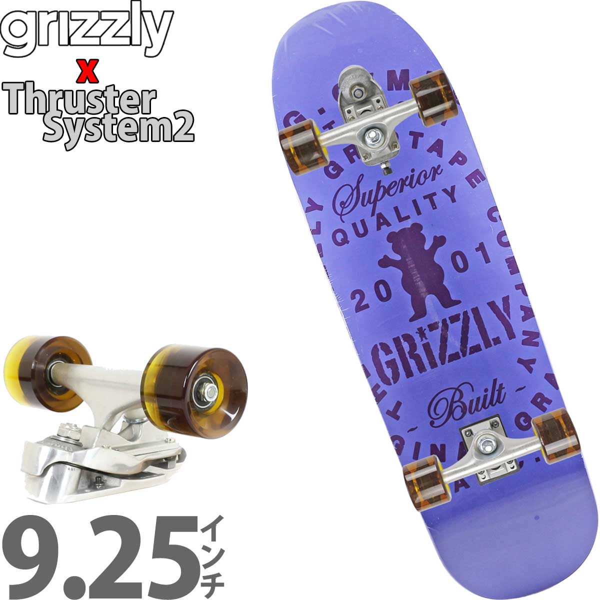 ■ブランドGrizzly Skateboards x Thruster System2 グリスリースケートボード x スラスターシステム2■商品名OG MFG Thruster Surfskate Complete オリジナル マニュファクチャリング スラスターサーフスケート コンプリート■商品情報スケボーの新たなトレンドを巻き起こしたスラスターシステムを搭載したカットバックオリジナル企画のサーフスケートボードです。 豊富な当店取り扱いデッキから厳選した人気ブランドデッキにスラスターシステムを搭載した他では買えないオリジナル企画商品です。 4輪スケボーのフロントトラックに首振り軸を追加した画期的なシステムはサーフィンに近い感覚で操作することが可能なためオフトレや陸トレにぴったり。またスノーボードのカービングにも近い感覚も合わせもっていて各種横乗りフリーク達に大人気です。 ご注文頂いた商品をスタッフが組み立ててお届けする安心、本格派スケートボードをぜひご検討ください。■特徴サーフィンに近い感覚 スノーボードカービングに近い感覚 ターン、ライドすることに焦点 グイグイ推進力で走行 流行のサーフスケートスタイル■デッキスペックインチ inch 幅 9.25 x 長さ 31.875 ウィールベース 14.25 ノーズ長/高/角度 6.75/2.25/22.5° テール長/高/角度 6.5/2.125/22° センチ cm 幅 23.5 x 長さ 81.0 ウィールベース 36.2 ノーズ長/高/角度 17.1/5.7/22.5度 テール長/高/角度 16.5/5.4/22度 ※メーカー情報と実測値。個体差有り■パーツ構成・デッキ Grizzly Luxury Deck グリズリー ボントロッダーズ デッキ 幅 9.25 x 長さ 31.875xウィールベース14.25 インチ 幅 23.5 x 長さ 81.0xウィールベース36.2 センチ 強いコンケーブで乗りやすくグリズリーらしいおしゃれなグラフィック。 ・トラック Thruster System2 スラスターシステム2 コンパクトなアルミボディのスラスター2は、シリーズNo1の可動域を持ち、抜群のコントロール性能を兼ね備えたオールラウンドモデル。 ・ウィール Woody Press Wheels ウッディプレス ソフトウィール 60mm 78a 信頼あるウッディープレスでも使われているブランド純正ウィール。お好みカラーをご選択可能。 ・ベアリング STS Jikuuke ABEC7 OIL Bearings 文句なしのABEC7オイルベアリング。静かで速く滑らかなでスムーズに回転の高速ベアリング。両面外してメンテナンスできるラバーシールド。 ・ハードウェア Bolts Nuts set 耐久性あるボルトナットを使用スケートボード - スケボー - サーフスケート コンプリート - グリズリー コンプリート GRIZZLY THRUSTER OG MFG SURFSKATECOMPLETE9.25 x 31.875inch こちらの商品はこんなジャンルで探している方から選ばれています スケートボード スケボー コンプリート コンプリートセット サーフスケート デッキ トラック ウィール ベアリング ハードウェア ネジ ボルト ナット ステッカー スケボーシューズ スケシュー SB サーフィン サーフ ロングボード ショートボード ダウンヒル スノーボード スノボー こちらの商品はこんなスケボーブランドで探している方から選ばれています サンタクルーズ エレメント ガール チョコレート リアル アンチヒーロー クルキッド セクターナイン ヤウ カーバー ウッディープレス スラスター グローブ ペニー ファッキンオーサム ホッキー ソバーン ドゥームセイヤーズ スラッシャー ローカード ドッグタウン ブランク インディペンデント ベンチャー サンダー クラックス テンサー トラッカー ゼロ スピットファイア スピットファイヤ リクタ ボーンズ パウエル パウエルペラルタ OJ エスボード リップスティック ブレイブボード カットバック こちらの商品はこんなスケボースペックで探している方から選ばれています 7.375 7.5 7.6 7.75 7.81 8.0 8.1 8.25 8.5 8.6 inch インチ 50 51 52 53 54 55 56 57 58 59 60 mm ミリ ソフトウィール ハードウィール 80HD 90a 95a 99a 100a 101a 90d 95d 99d 100d 101d DURO ABEC7 ABEC5 こちらの商品はこんなシューズブランドで探している方から選ばれています バンズ ニューバランス コンバース エス エメリカ エトニーズ ラカイ コンズ CONS アシックス アディダス ナイキ こちらの商品はこんな目的で探している方から選ばれています 大人 大人用 子供 子供用 キッズ 初心者 おすすめ オススメ 初めての 交換 修理 メンテナンス リビルト プレゼント クリスマス こどもの日 誕生日 彼氏 彼女 友達 お祝い 贈り物 安い お得 珍しい レア 陸トレ 練習 トレーニング 体幹 体幹トレーニング ダイエット エクササイズ 運動 オシャレ かっこいい ストリート スポーツ クルーザー ちょっとした移動 評判 評価 良い 人気 巣ごもり 一人で遊べる 夏休み 冬休み 春休み 関連商品はこちらガール x ハフ 8.25インチ スケボー コ...15,400円プリミティブ 8.0インチ スケボー コン...16,500円チョコレート 8.0インチ スケボー コン...13,750円チョコレート 8.0インチ スケボー コン...13,750円プリミティブ ボブマーリー 8.125インチ...17,600円プリミティブ ボブマーリー 8.0インチ ...17,600円クルキッド 8.06インチ スケボー コンプ...13,200円クルキッド 8.06インチ スケボー コンプ...13,200円プリミティブ 7.75インチ スケボー コン...17,600円