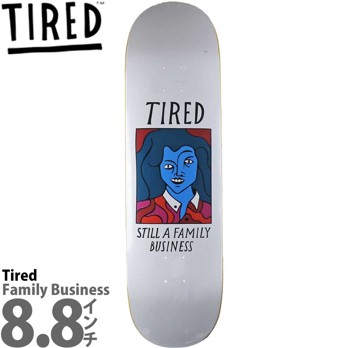 タイレッド 8.8インチ スケボー デッキ Tired Skateboard Family Business Deck Piet Parra ファミリービジネス パイエット パラ パーラ アート タイアード スケートボード ストリート パーク ランプ 板 人気 おすすめ ブランド カットバック スケボーデッキ