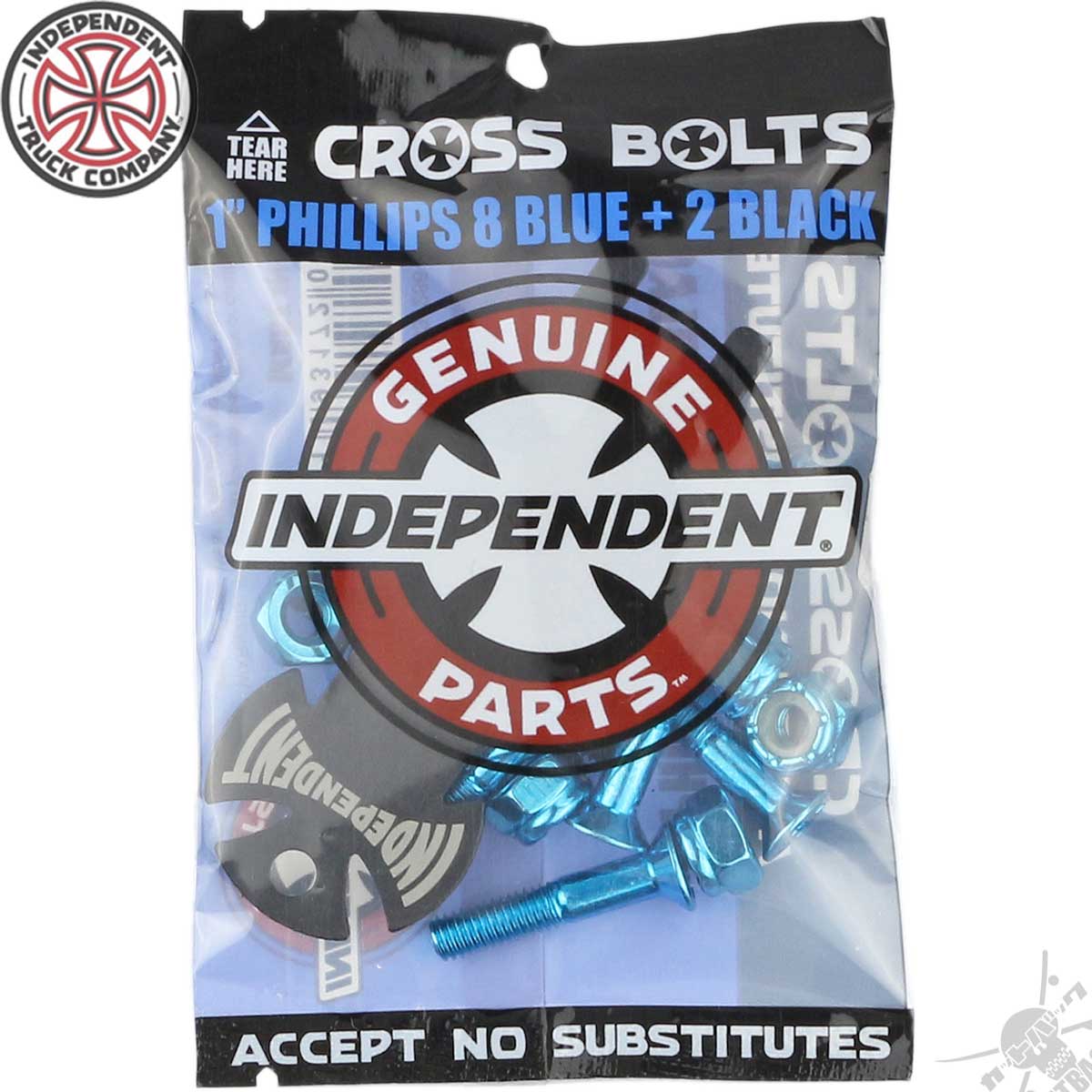 スケボー スケート ボルト ナット スケートボード インディペンデント インディ パーツ ブルー 青 純正 Independent Indy Genuine Parts Phillips Hardware ツール 工具 付き Bolts Nuts 1インチ inch ビス ネジ