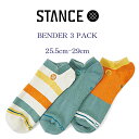 Stance スタンス ベンダー 3足セット 靴下 Stance Socks STANCE BENDER 3 PACK ANKLE SOCKS メンズ L 25.5-29.0cm 大定番 ギフト 男性 彼氏 プレゼント 贈り物