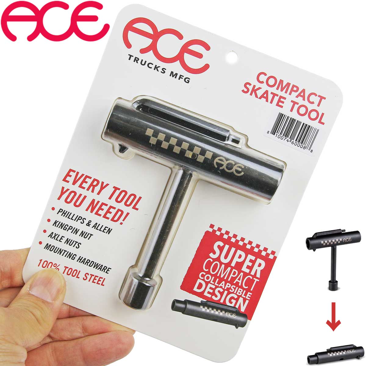 エース スケボー 工具 ツール Ace Classic Skateboard Tool クラシック スケートボード ツール Tレンチ コンパクト スケボー ブランド スケートボード トラック 1