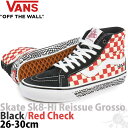 バンズ スケートハイ 26-30cm Skate Sk8 Hi Reissue Jeff GROSSO Black/Red Check スケボー リシュー ジェフ グロッソ スケートボード シューズ メンズ 靴 ブランド US企画 メンズ ファッション バンズシューズ スケシュー ハイカット 人気のUSA版 並行輸入 チェック バルク