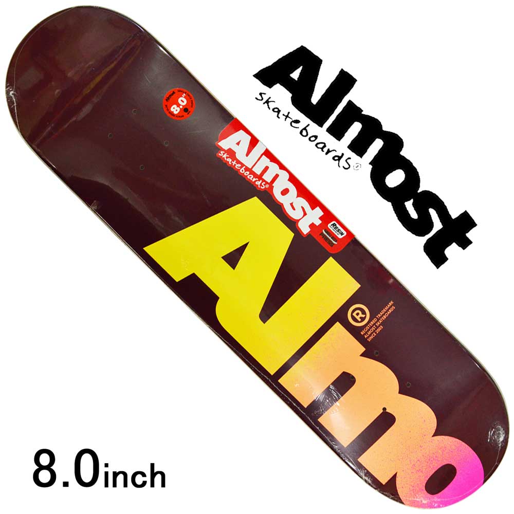 スケボー デッキ スケートボード シグネチャー ALMOST オールモスト スケボーデッキ 板 FALL OFF LOGO Magentta 8.0inch ストリート オシャレ ファッション アイテム