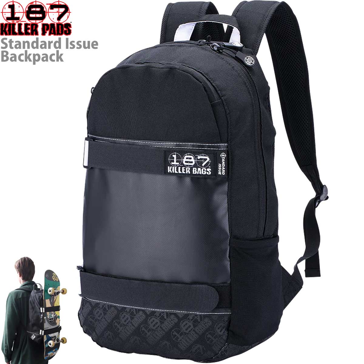 187 スケボー リュック Killer Bags Standard Issue Backpack Black キラーバッグ スタンダード イシュ..