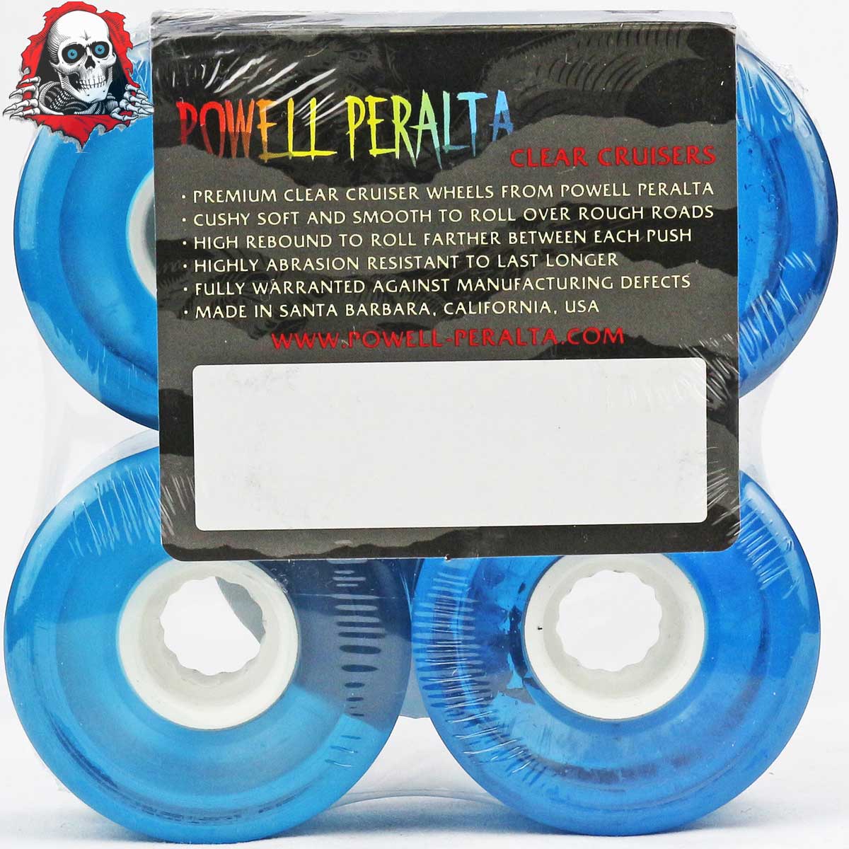 クーポンで5％引きも パウエル ペラルタ スケボー スケート ソフトウィール 63mm 80A クリアクルーザー ブルー Powell Peralta Clear Cruiser Skateboard Wheels Blue スケートボード ソフト 街乗り 透明 タイヤ