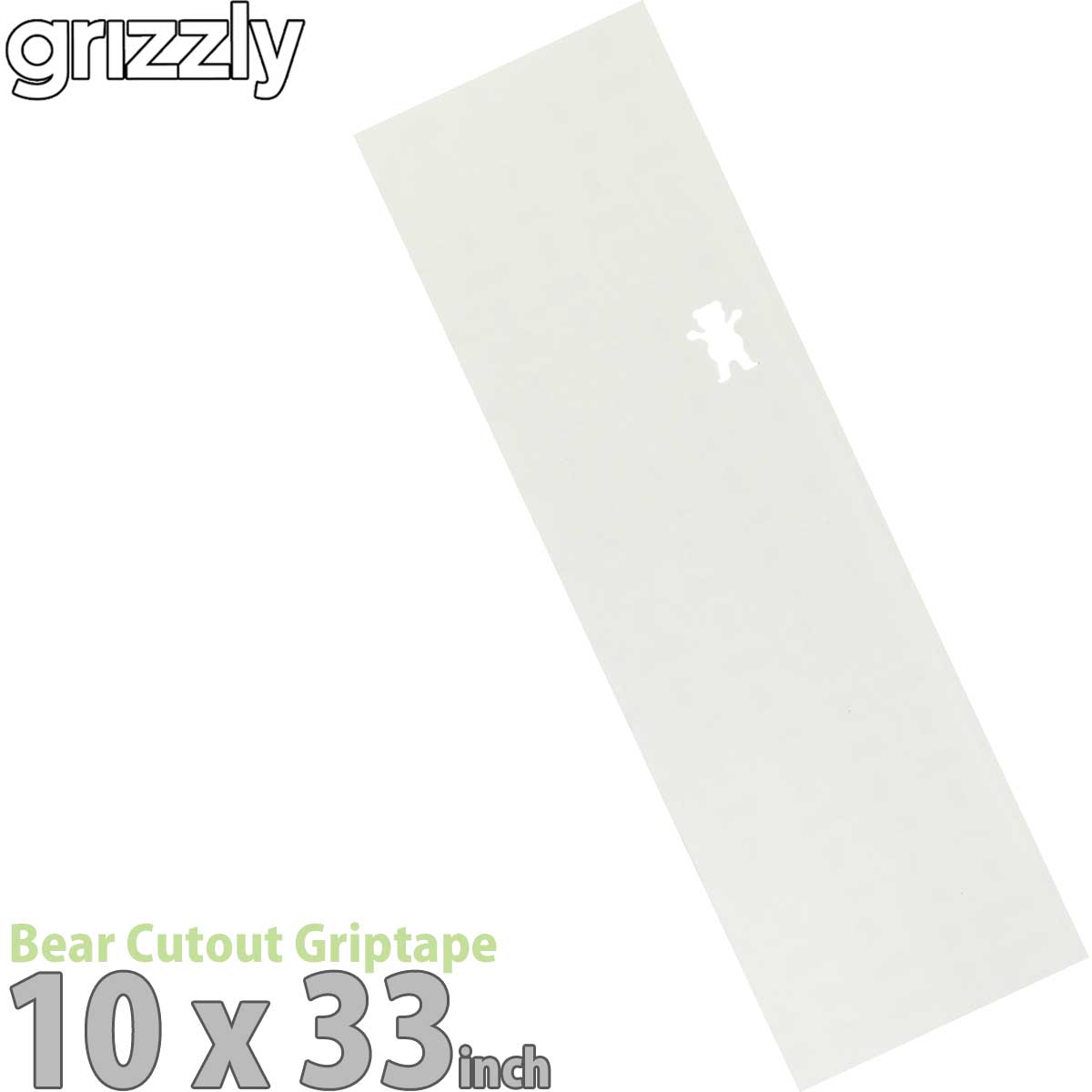 グリズリー デッキテープ ベアカットクリア 10インチ 透明 Grizzly Bear Cutout Griptape Regular 10inch レギュラー 右クマ クリアホワイト グリップテープ スケボー スケートボード パーツ ザラザラ 滑り止め 国内正規品