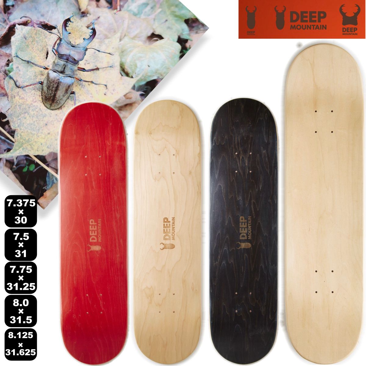 ディープマウンテン スケボー デッキ DEEP MOUNTAIN MIYAMA Side Stamping Deck ミヤマクワガタ 7.375/7.5/7.75/8.0/…