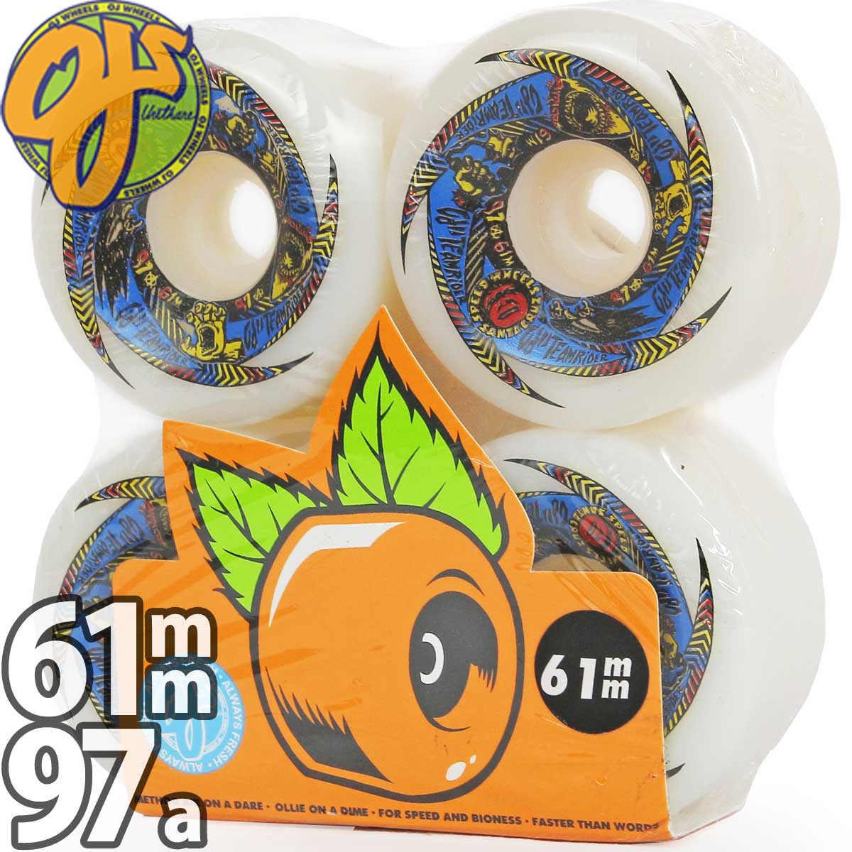 OJ スケボー ウィール 61mm 97A Team Rider Speedwheels Original White チームライダー スピードウィール オリジナル ホワイト スケボーウィール スケートボード 高品質 ウレタン ハード タイヤ ワイドシェイプ