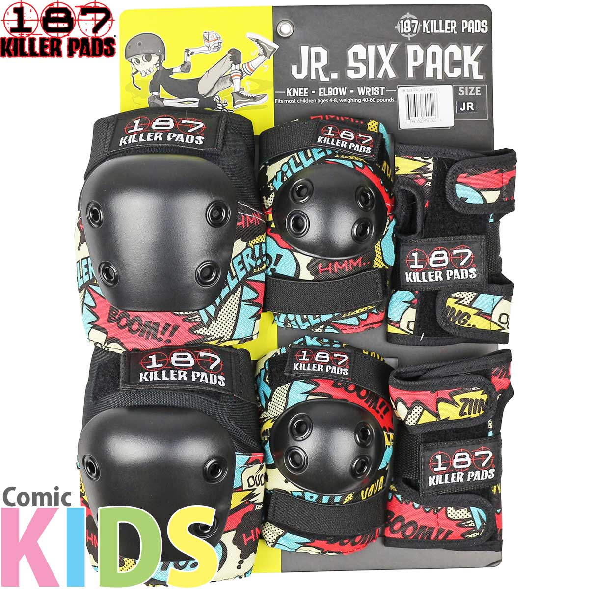 187 スケボー キッズプロテクター コミック 子供 3点セット Killerpads Junior Six Pack Pad Set Comic..