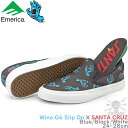 スケボー スケート シューズ スニーカー スケシュー Emerica エメリカ Wino G6 Slip On X Santa Cruz サンタクルーズコラボ ブラック スケートボード サンタ 靴 ストリート パーク ランプ スリッポン メンズ サイズ ブランド