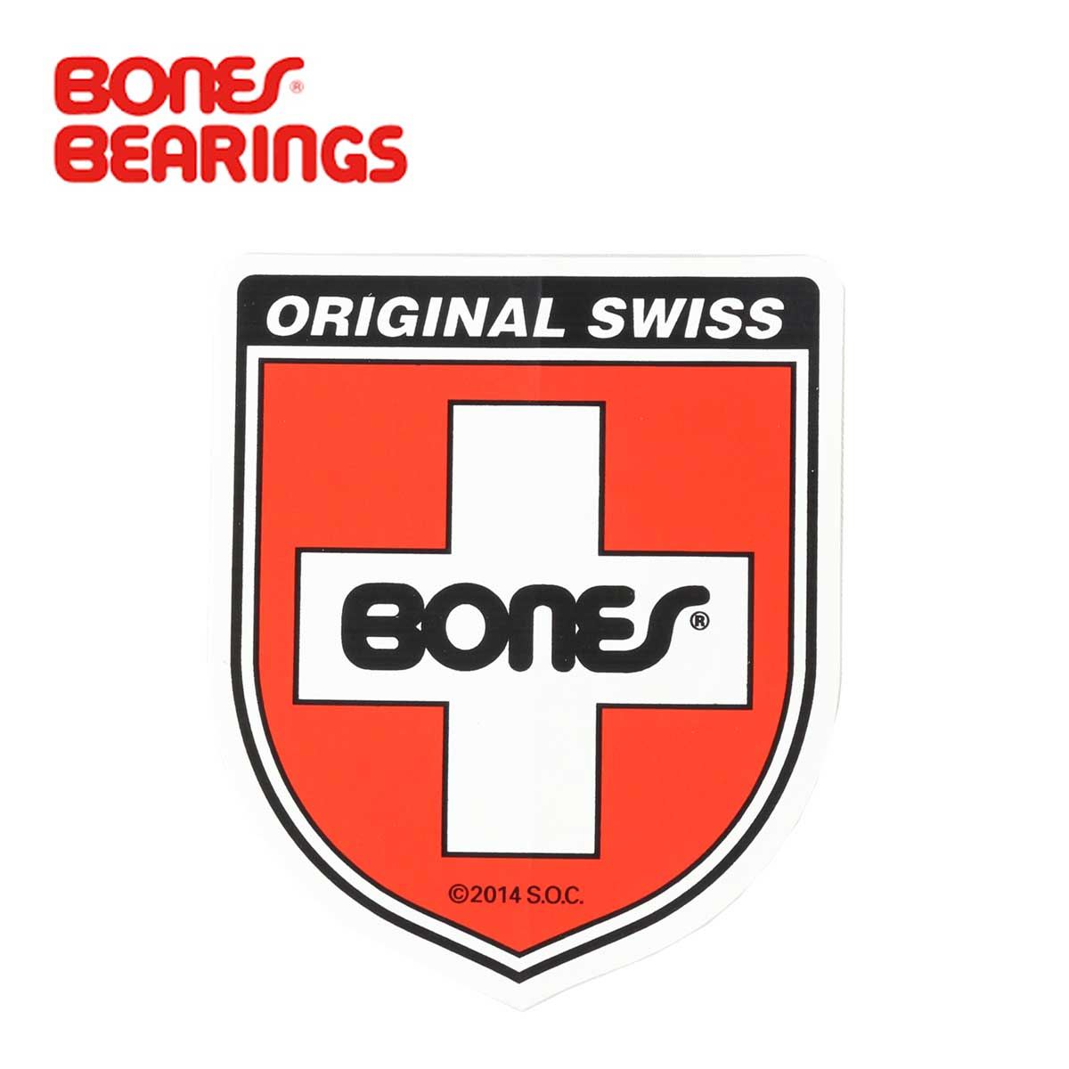 Bones ボーンズ Bearings Swiss Shield SM ステッカー 5cmx6cm スケートボード スケボー スケート シール