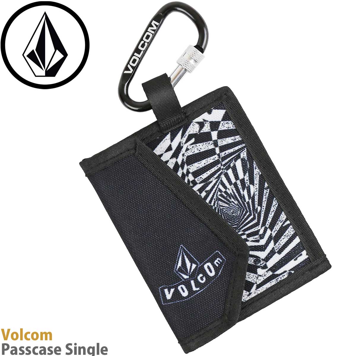 ボルコム 23-24 スノー パスケースシングル ブラック ホワイト Volcom Passcase Single Black White スノーボード スノボ ウェア リフト券入れ 小銭入れ 財布 ポーチ カラビナ ロックカラビナ ホルダー ケース 子供 ブランド スキー ブランド 人気 おすすめ 国内正規品