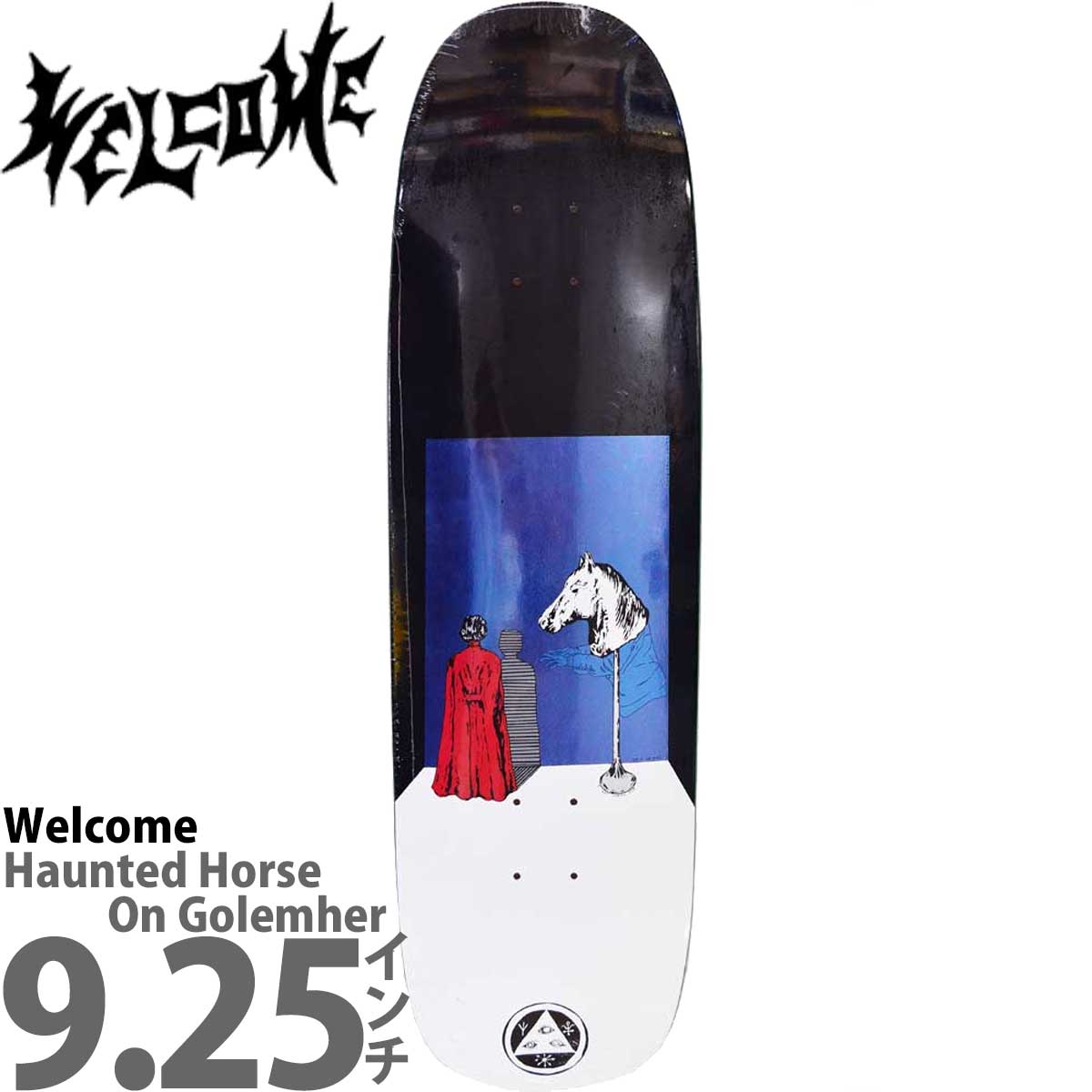 ウェルカム 9.25インチ スケボー デッキ Welcome Skateboards Haunted Horse On Golem Black/Blue Foil Artwork by Jason Celaya スケートボード スケボーデッキ ストリート パーク