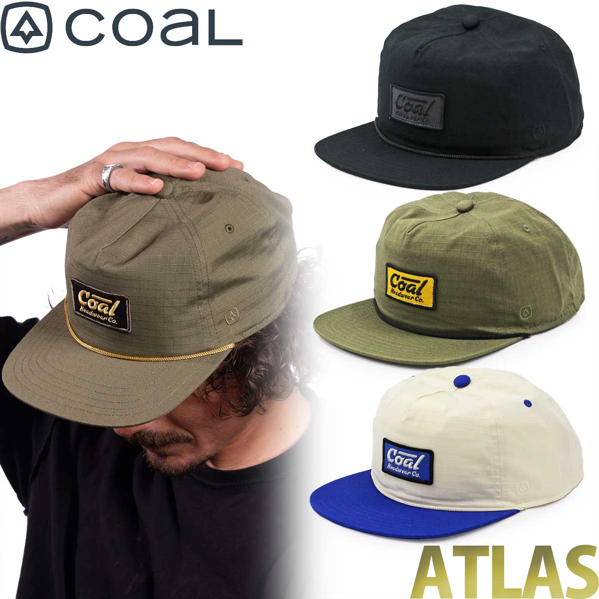 樂天商城 - コール キャップ │ アトラス ビンテージ リップストップ │ Coal The Atlas Vintage Ripstop Cap フラットつば 5パネル 深さ普通 フリーサイズ メンズ レディース キッズ