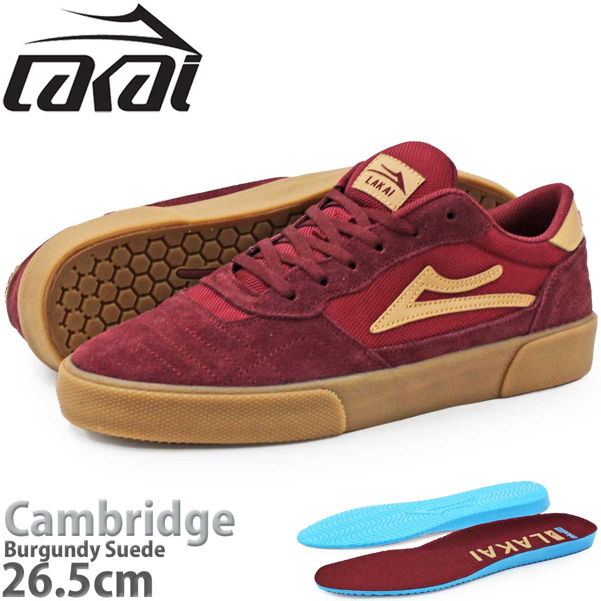 ラカイ ケンブリッジ │23-30cm│ バーガンディー スエード メンズ スケボー シューズ スケシュー スニーカー スケートボード スケート ローカット 人気モデル