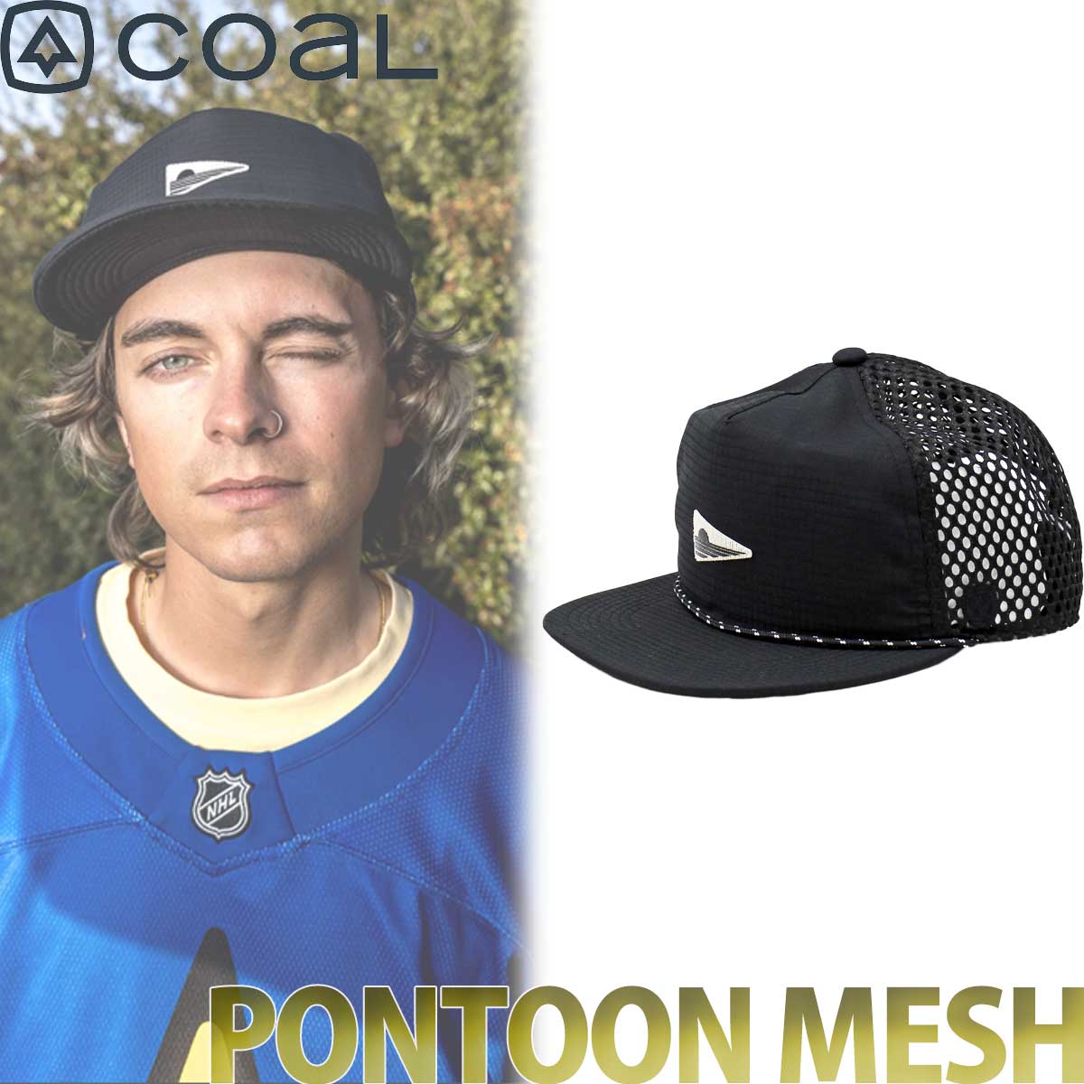 Rakuten - コール キャップ │ ポンツーン メッシュ UVカット 5パネル│ Coal The Pontoon Mesh Lightweight Cap 軽量 軽い 通気性 帽子 フラットブリム 平らつば 深さ普通 フリーサイズ メンズ