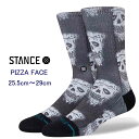 ブランド Stance スタンス 商品 Stance Socks PIZZA FACE スタンスソックス ピザフェース 商品説明 スタンスソックスお得意の骸骨系アートデザイン大人気です！肌触りの柔らかな限定モデル。伸縮性のあるリブがふくらはぎを包み込み、きつ過ぎずゆるくない極上のフィット感を生み出します。トラブルの多いつま先やかかと部分はクッション性もあるパイル仕様で仕上げ、優れた吸湿性を実現。細部にまでこだわったスタンスらしい快適な履き心地に仕上げました。 サイズ S22-24.5cm(女性～お子様向け) L25.5-29cm(大人男性向け) STANCE アメリカ・カリフォルニア州のサンクレメンテにて誕生。スケートやアートといった西海岸のカルチャーをルーツに、オリジナリティと自己表現を求める人たちに向けたソックスブランドとしてスタート。個性的なスケーターやサーファーに加え、アーティスト、フォトグラファーといったクリエイターなどもサポートし、斬新なデザインと高いクオリティを兼ね備えたアイテムをリリース。左右が異なるアシンメトリーなデザインや、アーティストとのコラボレーションアイテムなど、ソックスの既成概念にとらわれない、斬新で遊び心溢れるスタイルを提案しています。 メーカー希望小売価格はメーカーサイトに基づいて掲載しています。