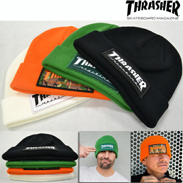 クーポンで5％引きも THRASHER スラッシャー ニット キャップ ビーニー 帽子 Pach Beanie スケートボード スケボー スケート マガジン