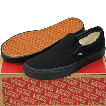 VANS バンズ ヴァンズClassic Slip-On Black/Black 23-31cm スケートボード スケボー スケート クラシック スリッポン キャンバス USA企画 シューズ スニーカー 靴 メンズ レディース