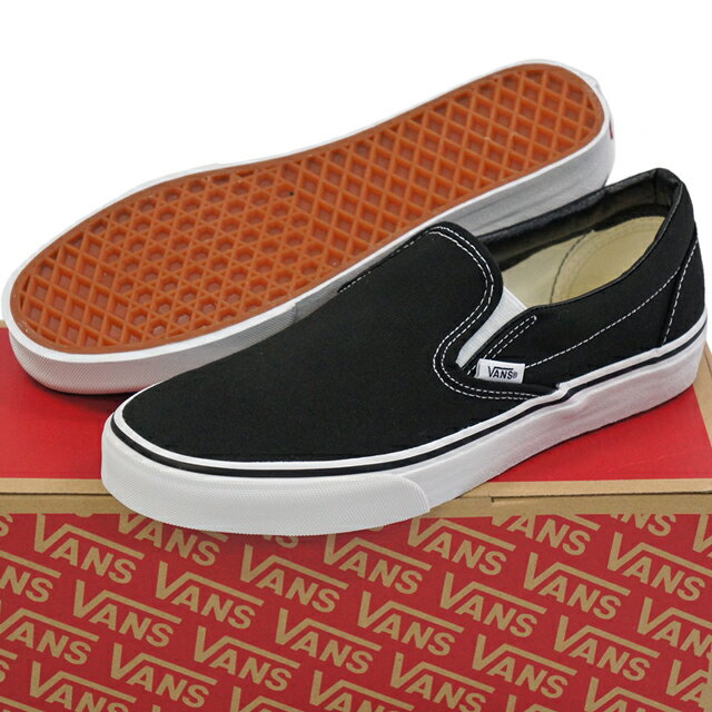 USA企画 バンズ スリッポン キャンバス ブラック シューズ Vans Classic Slip On Canvas Black 23-30cm クラシック ローカット スニーカー 靴 キッズ メンズ レディース ヴァンズ スケートボード スケボー スケート 並行輸入品