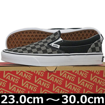 Vans バンズ 靴 スニーカー スリッポン Classic Slip-On Black/Pewter Checkerboard 23-30cm ヴァンズ スケートボード スケボー クラシック キャンバス チェック USA企画 シューズ メンズ レディース