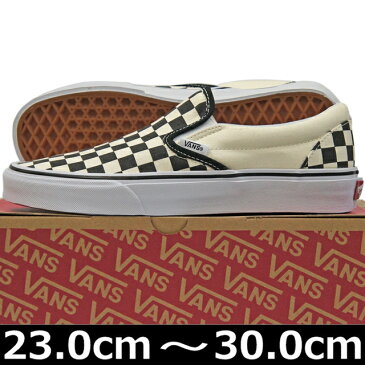 USA企画 VANS バンズ シューズ Classic Slip On Canvas Black/White/Checkerboard 23-30cm クラシック スリッポン キャンバス ホワイト ブラック チェック チェッカーボード ローカット スニーカー 靴 キッズ メンズ レディース ヴァンズ スケートボード スケボー 並行輸入