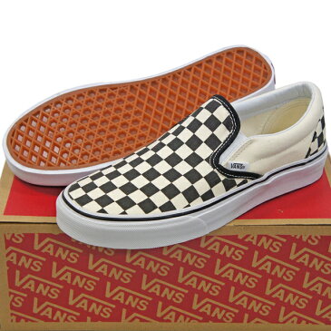 USA企画 VANS バンズ シューズ Classic Slip On Canvas Black/White/Checkerboard 23-30cm クラシック スリッポン キャンバス ホワイト ブラック チェック チェッカーボード ローカット スニーカー 靴 キッズ メンズ レディース ヴァンズ スケートボード スケボー 並行輸入