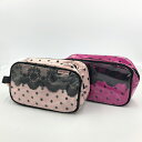 【訳あり】Jackidesign(ジャッキーデザイン)ポルカドット 化粧ポーチ(大) ライトピンクとホットピンクの2個セット訳あり商品につき在庫処分特価!