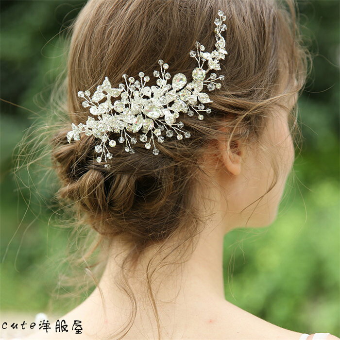 ウェデイング ブライダル ヘッドドレス ヘッドコサージ ブライダルジュエリー・アクセサリー シルバー 小枝 手作り パーティー 結婚式 2次会 演奏会 発...