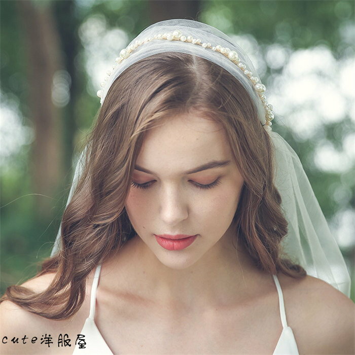 即納　ヘッドドレス カチューシャ パールベール　ブライダル　ヘッドドレス　 ヘアバンド ウェディング 着物 髪飾り 花嫁 お呼ばれ フォーマル ヘアアクセサリー レディース 結婚式 卒業式 二次会 パーティー 演奏会　ブライダル　ベール　ウエディングベール　シャンパン