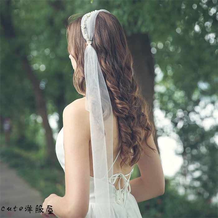 即納　ヘッドドレス カチューシャ パールベール　ブライダル　ヘッドドレス　 ヘアバンド ウェディング 着物 髪飾り 花嫁 お呼ばれ フォーマル ヘアアクセサリー レディース 結婚式 卒業式 二次会 パーティー 演奏会　ブライダル　ベール　ウエディングベール　シャンパン