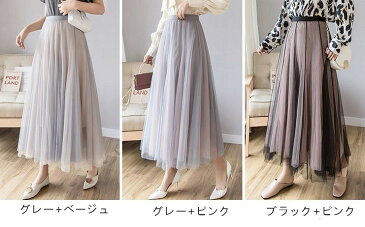 3色展開 スカート チュールスカート レース リボン スカート ベロア スエード マキシ ロングスカート フレアスカート ウエストゴム マキシスカート ミモレ丈 スカート 裏地付き フリル ボリューム ファッション 着丈80/90/100cm