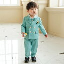 グリーン/ブルー 入学式 スーツ 卒園式 男の子 5点/6点セット 結婚式 フォーマル 子供服 韓国 ピアノ発表会 キッズ スーツ 卒業式 入園式 七五三 誕生...