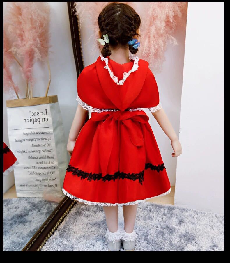 ハロウィン コスプレ キッズ 魔女 子供 ハロウィーン 衣装 女の子 仮装 コスチューム 赤ずきんちゃん 子供ドレス 赤ずきん ケープ 子供服 ワンピース 贈呈 幼稚園 110cm 発表会 ドレス 童話 赤 子ども 1cm パーティー Party 130cm 140cm パレード 子供用 Halloween