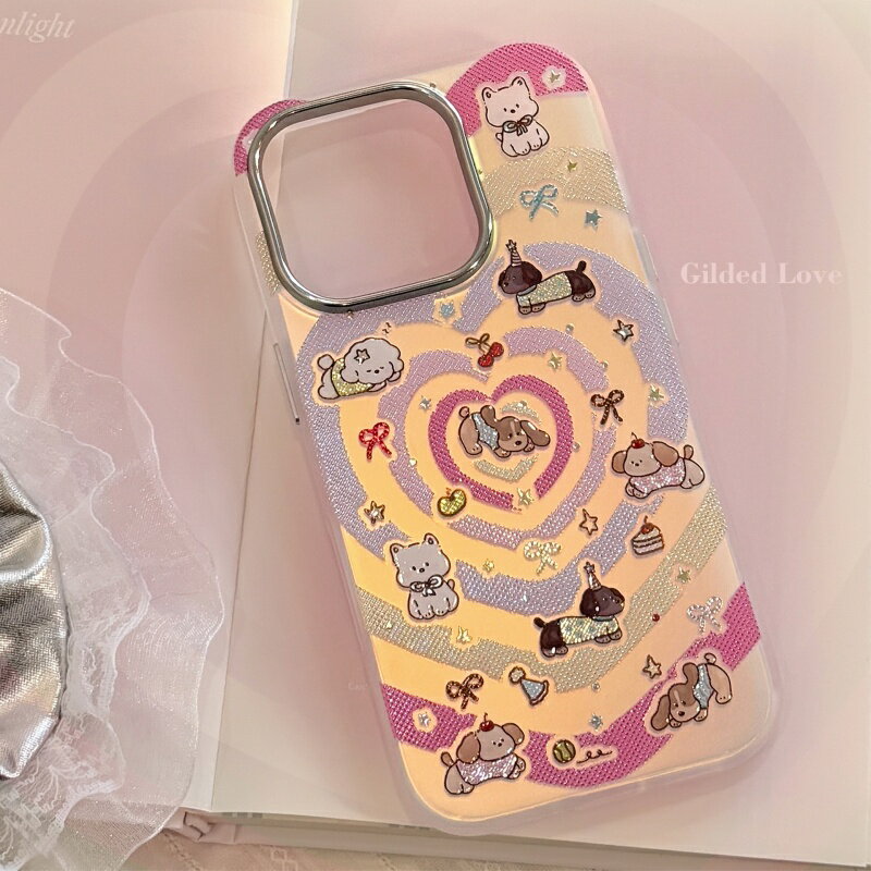 煌きハートわんちゃん ペット パッピー かわいいスマホケース アイフォンケース 携帯ケース iPhoneケースiPhone11iPhone12iphone13iPhone14iPhone14plusiPhone15iPhone15plusiPhone15proiPhone15proMAXiPhone16iPhone16plusiPhone16proiPhone16proMAX