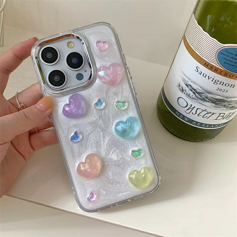 Rakuten - 艶 立体ハート キラキラ 可愛い ガーリー iPhoneケース おしゃれ スマホケース 携帯ケース 保護 iPhone11 iPhone12 iPhone13 iPhone14 iPhone15 iPhone16 iPhone16pro iPhone16proMAX