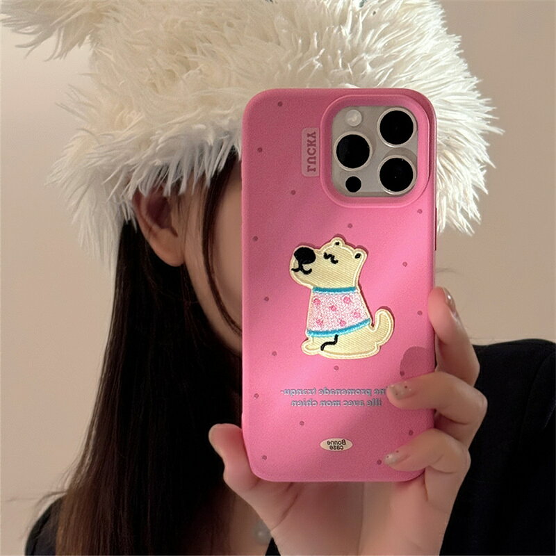 Rakuten - アップリケ ピンク 水玉 ドッド 犬 Dog わんこ 可愛い スマホケース アイフォンケース iPhoneケース iPhone12 iphone13 iPhone14 iphone15 iPhone16 iPhone17