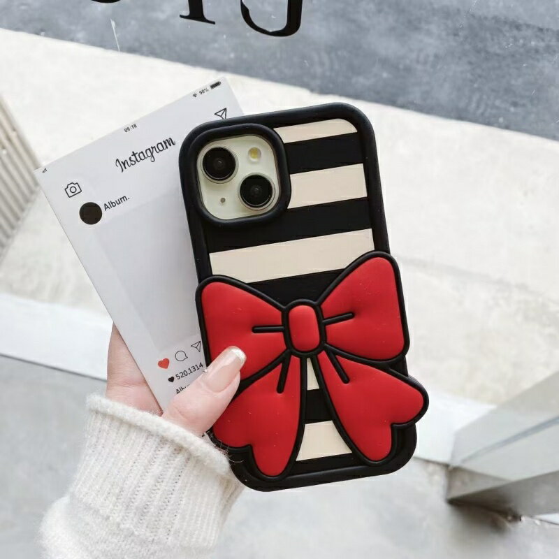 Rakuten - 白黒 ボーダー柄 赤いリボン シンプル インパクト 大人可愛い スマホケースiPhoneケースiPhone11iPhone12 iphone13iPhone14iPhone15iPhone16