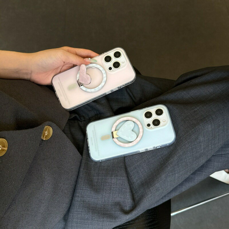 Rakuten - ハート型折りたたみスタンド 磁石スタンド 磁気内蔵 マグセーフ対応 スマホケーススタンドセット シンプル おしゃれiPhoneケース ピンク ブルー 便利 卓上使用 アイフォンケース 携帯ケース iPhone13 iPhone14 iPhone15 iPhone16