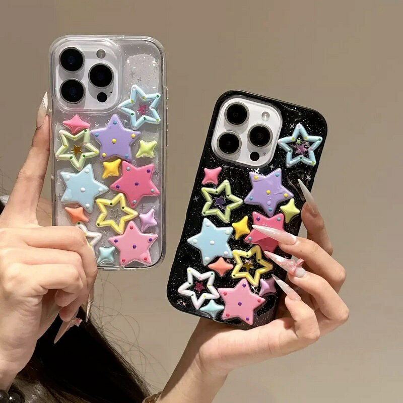 Rakuten - カラフルスター 星 キュート ガーリー ポップ 韓国風 スマホケース 全機種 iPhoneケース iPhone7/8 iPhoneSE iPhone12mini iPhone13mini iPhone16plus iPhone17 iPhone17pro iPhoneAir