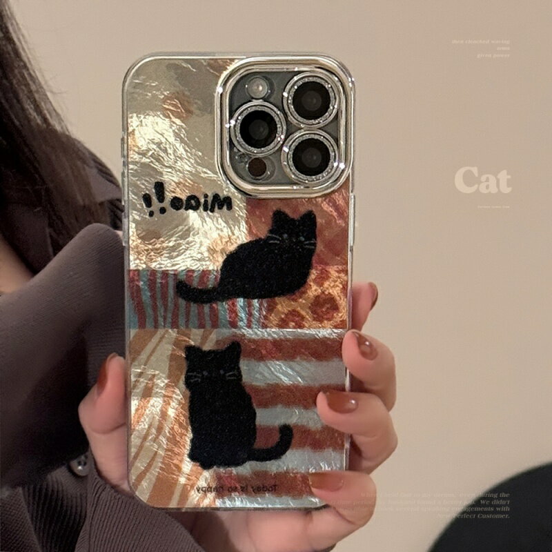 Rakuten - コラージュ 黒猫 レトロ 艶 キラキラレンズ保護 可愛い スマホケース iPhone11 iPhone12 iPhone13 iPhone14 iPhone15 iPhone16 iPhone17 iPhone16e iPhoneAir