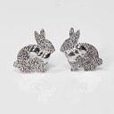 K10WG 地金 リボンうさぎピアス ホワイトゴールド スタッドピアス