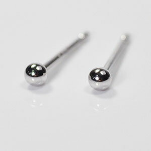 K14WG（14金ホワイトゴールド）・地金 丸玉ピアス 2mm【メール便送料無料】