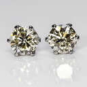 1カラット プラチナ ダイヤモンド ピアス Pt900 1.0ct （K～M・SIクラス・GOOD・鑑定書付き（2石分） ティファニー爪 6本爪 スタッドピアス 大粒 1キャラ ダイヤモンドピアス